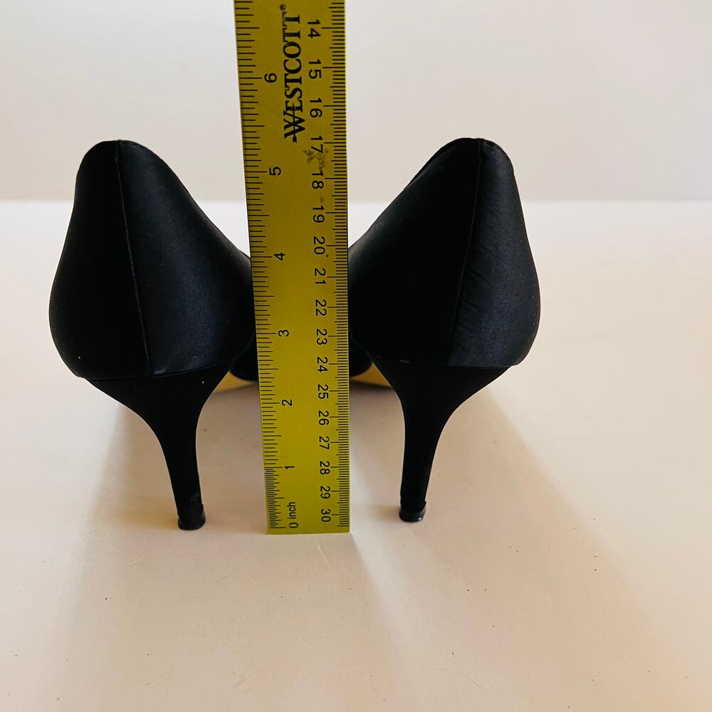 Valenti Franco Black Peep Toe Slip On Heels Size 8.5 - Picture 6 of 7